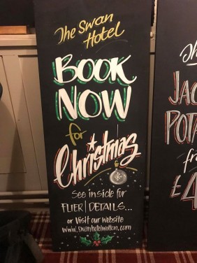 Book now for Christmas pub chalkboard