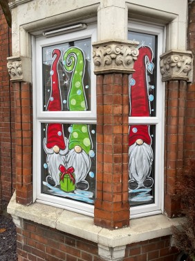 Christmas Gnomes Window painting Bridgwater