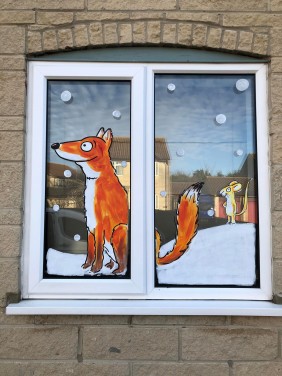 Christmas Window art - The Gruffalo - Fox and the Mouse