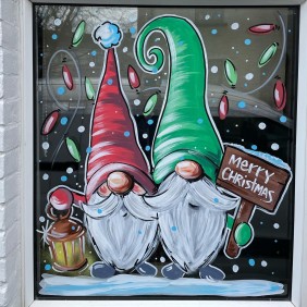 Christmas window painting art - gonks