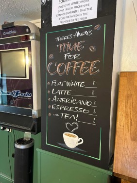 Coffee menu at The Bason Bridge Inn - East Huntspill