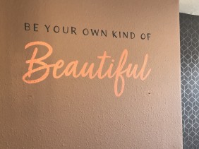 Hand painted wall quote for Chrystall Beauty bridgwater