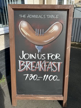 Large A-board to promote Breakfast at The Admiral’s Table