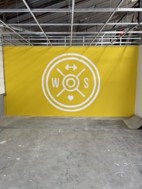 Large logo mural painted for Watergate Bridgwater