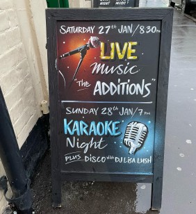Live Music promotion board at The New Foresters Bridgwater