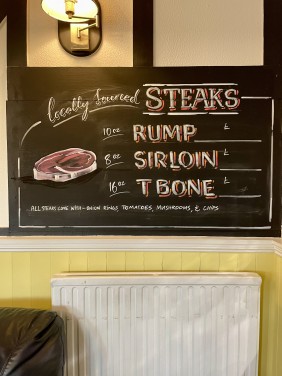 Locally Sourced Steaks board at The Friendly Spirit