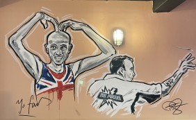 Mo Farah and Phil Taylor mural- sports bar Taunton