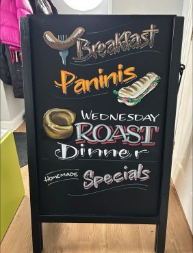 Pavement board for the village cafe - street