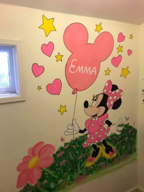 Personalised 'Minnie Mouse' Wall Art / Mural / Kids bedroom