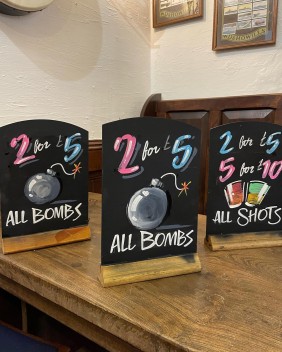 Table board, shots and bombs at the Racehorse Inn Taunton