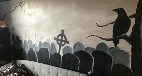 Teenagers Bedroom Crow and Graveyard wall art