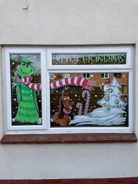 The Grinch and Max window art - Bridgwater