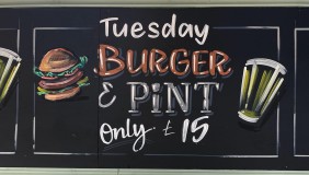 The Windwhistle Inn Chard - Burger and Pint chalkboard